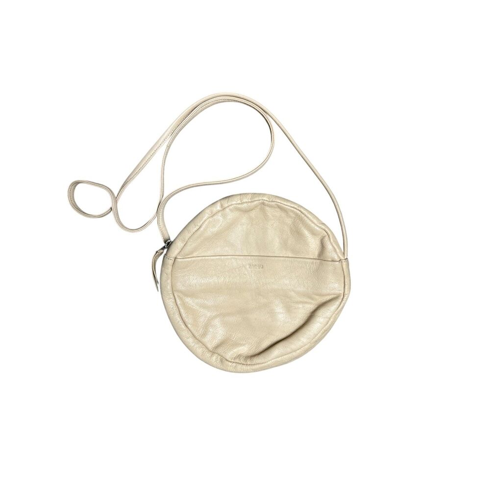 Baggu Leather Circle bag cream crossbody purse